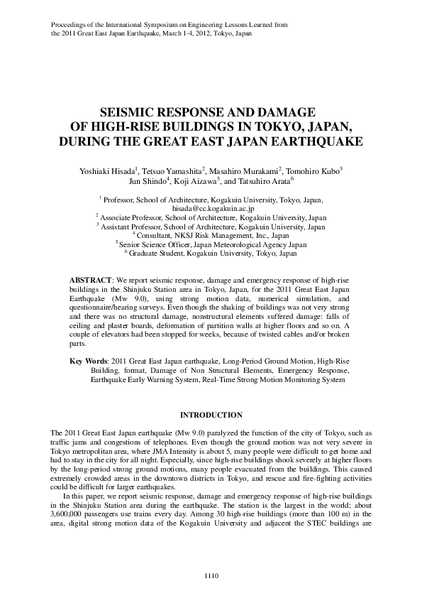 (PDF) Seismic response and damage of high-rise buildings in Tokyo ...