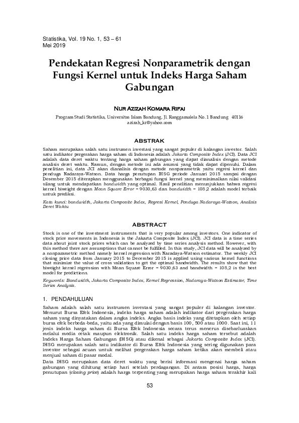(PDF) Pendekatan Regresi Nonparametrik Kernel pada Data Indeks Harga ...