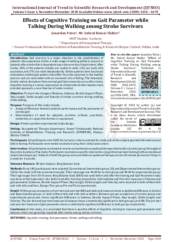 (PDF) Effects of Cognitive Training on Gait Parameter while Talking ...