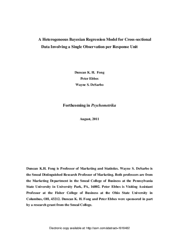 (PDF) A Heterogeneous Bayesian Regression Model for Cross-sectional ...