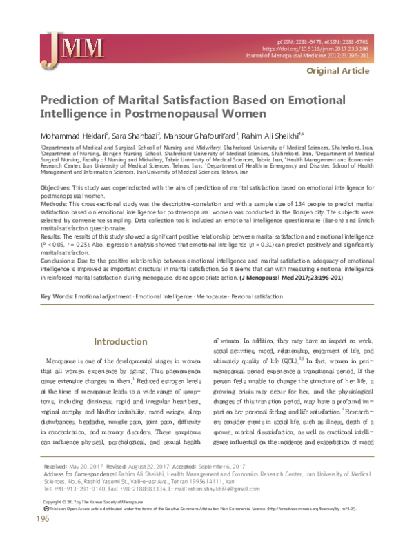 (PDF) Prediction of Marital Satisfaction Based on Emotional ...