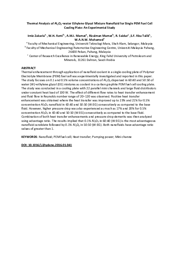 (PDF) Thermal analysis of Al2O3–water ethylene glycol mixture nanofluid ...