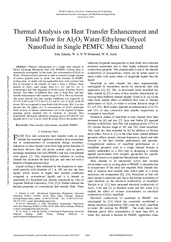 (PDF) Thermal Analysis on Heat Transfer Enhancement and Fluid Flow for ...