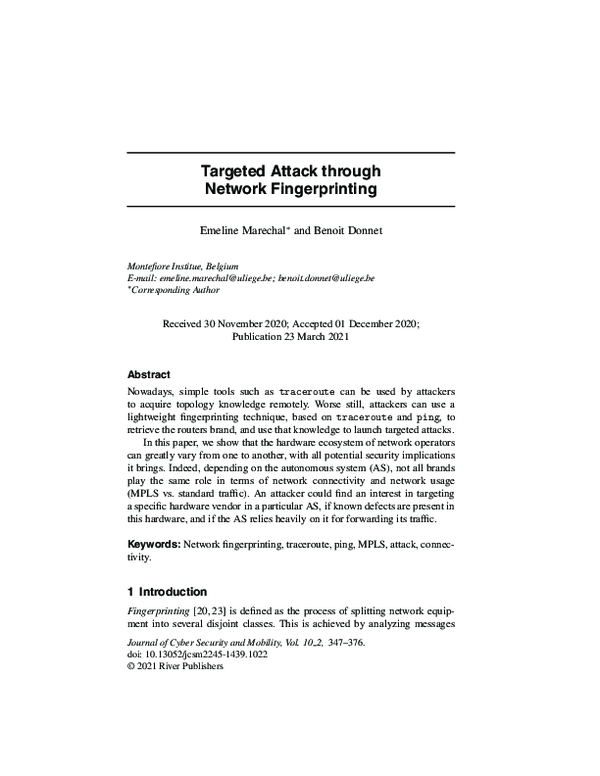 (PDF) Targeted Attack through Network Fingerprinting