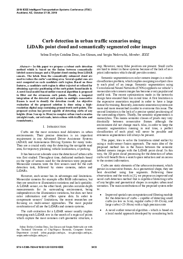 (PDF) Curb detection in urban traffic scenarios using LiDARs point ...