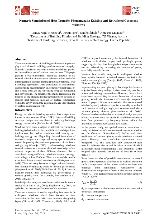 (PDF) Numeric Simulation of Heat Transfer Phenomena in Existing and ...