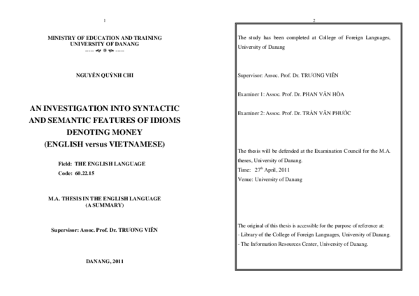 (PDF) An investigation into syntactic and semantic features of idioms ...