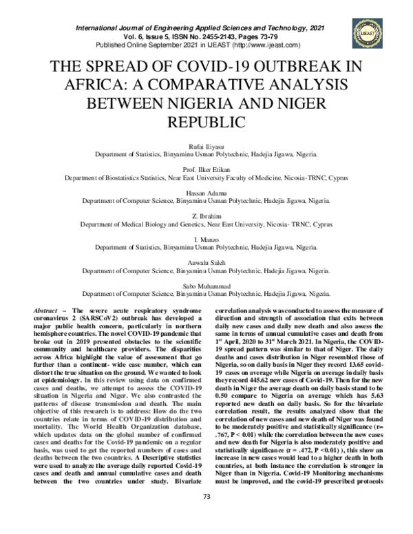 (PDF) The Spread of COVID-19 Outbreak in Africa: A Comparative Analysis ...
