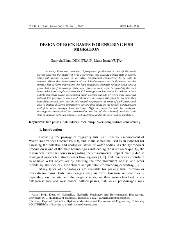(PDF) Design of Rock Ramps for Ensuring Fish Migration