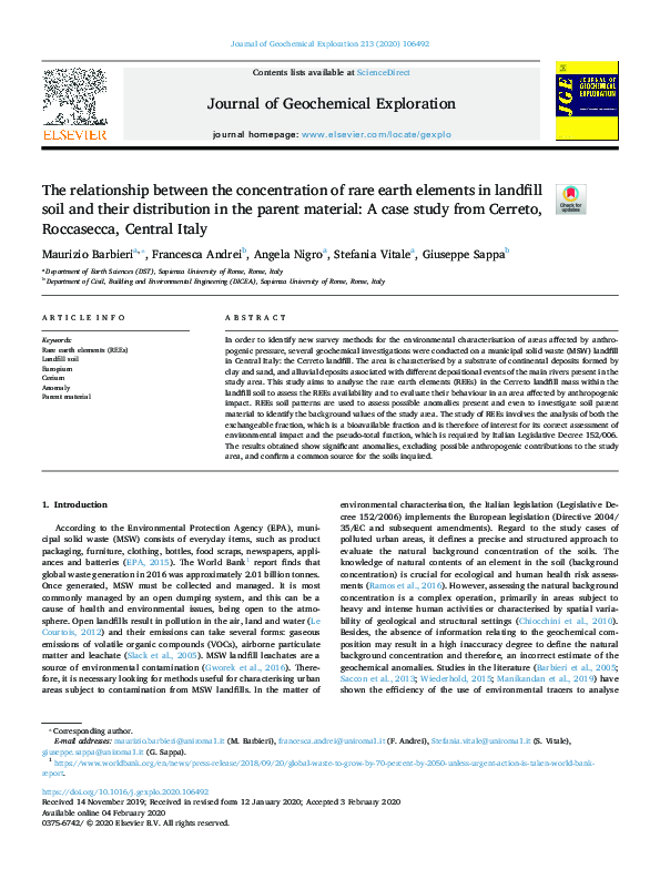 (PDF) The relationship between the concentration of rare earth elements ...