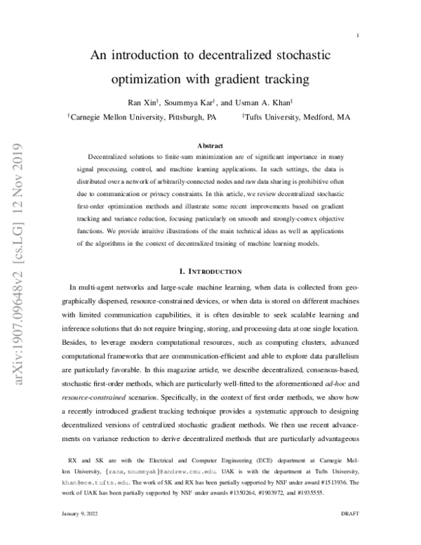 (PDF) An introduction to decentralized stochastic optimization with ...
