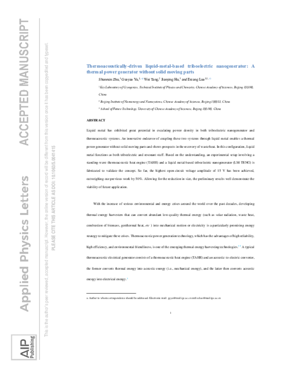 (PDF) Thermoacoustically driven liquidmetalbased triboelectric