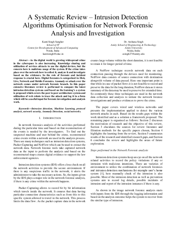 (PDF) A Systematic Review – Intrusion Detection Algorithms Optimisation ...