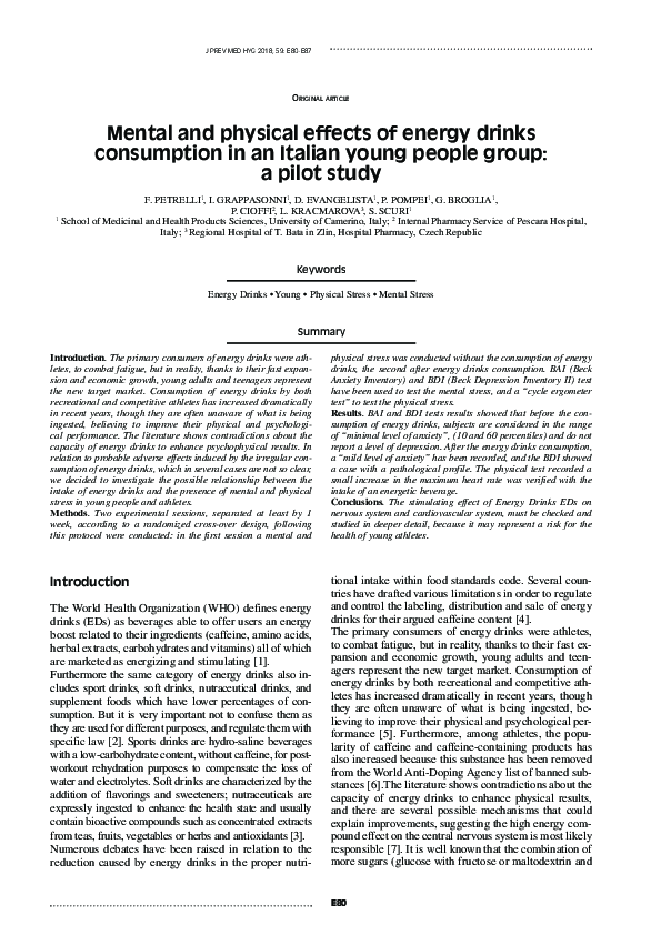(PDF) Mental and physical effects of energy drinks consumption in an ...