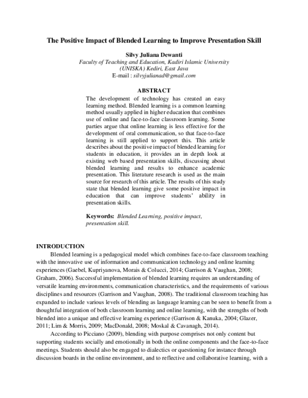 (PDF) The Positive Impact of Blended Learning to Improve Presentation Skill