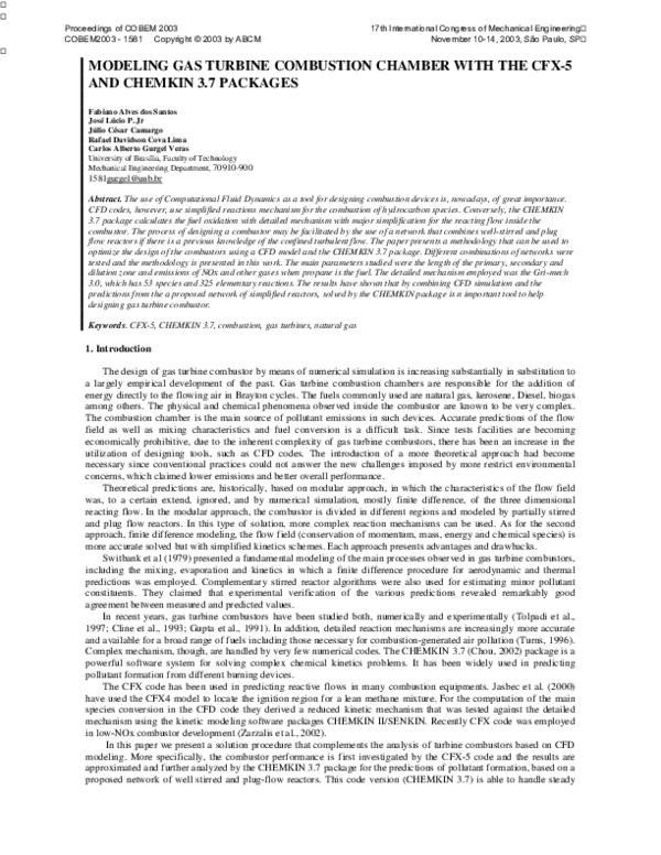 (PDF) Modeling Gas Turbine Combustion Chamber with the CFX5 and