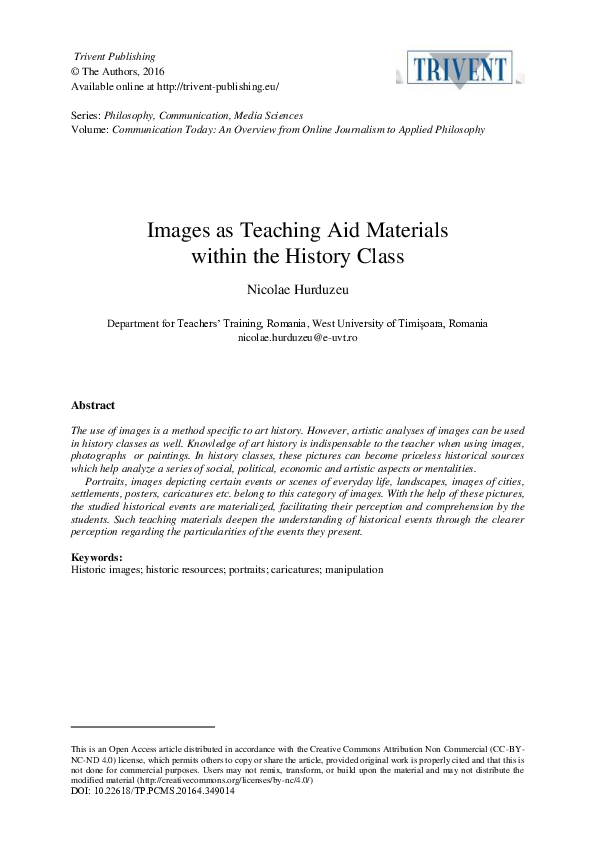 (PDF) Images as Teaching Aid Materials within the History Class