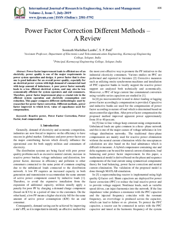 (PDF) Power Factor Correction Different Methods – A Review