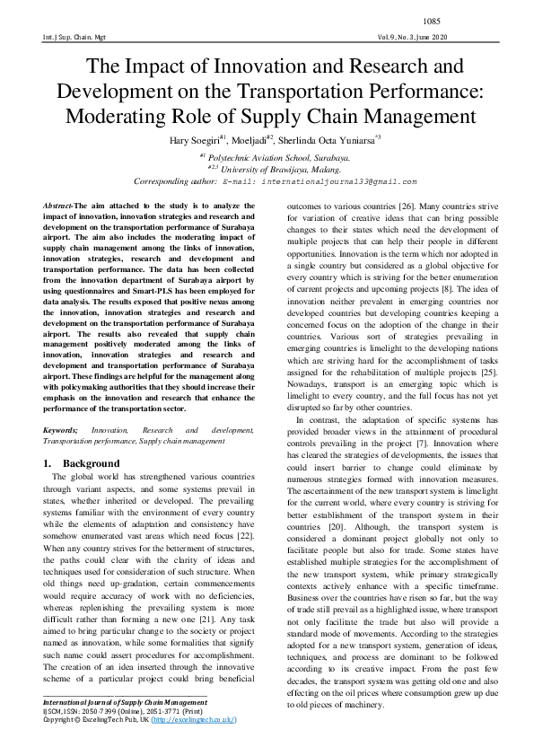 (PDF) The Impact of Innovation and Research and Development on the ...