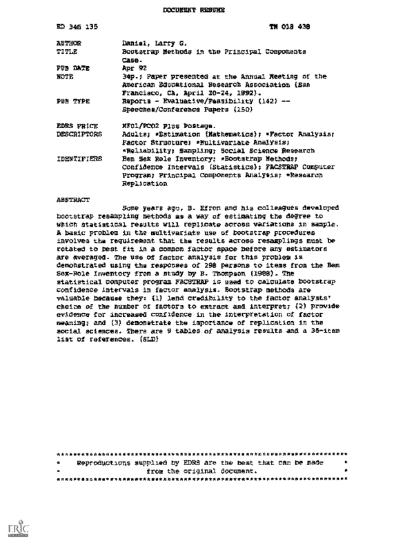 (PDF) Bootstrap Methods in the Principal Components Case | Larry Daniel ...