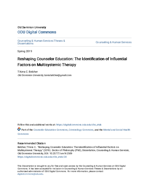 (PDF) Reshaping Counselor Education: The Identification of Influential ...