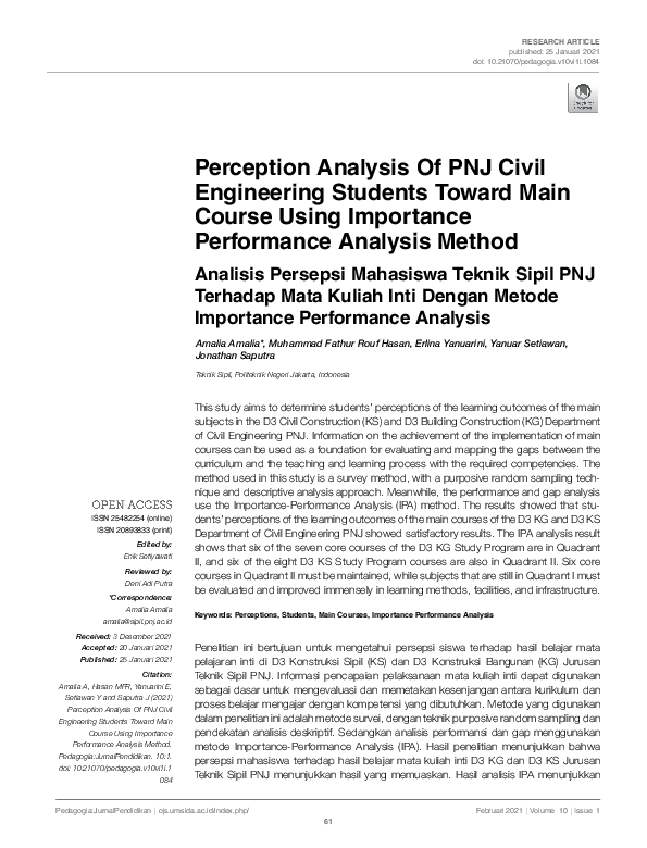 (PDF) Perception Analysis Of PNJ Civil Engineering Students Toward Main ...