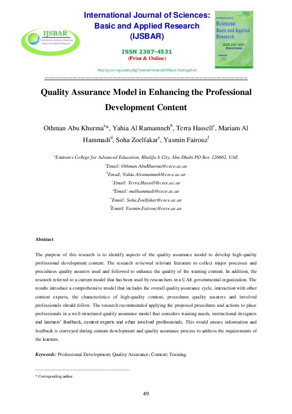 (PDF) Quality Assurance Model in Enhancing the Professional Development ...