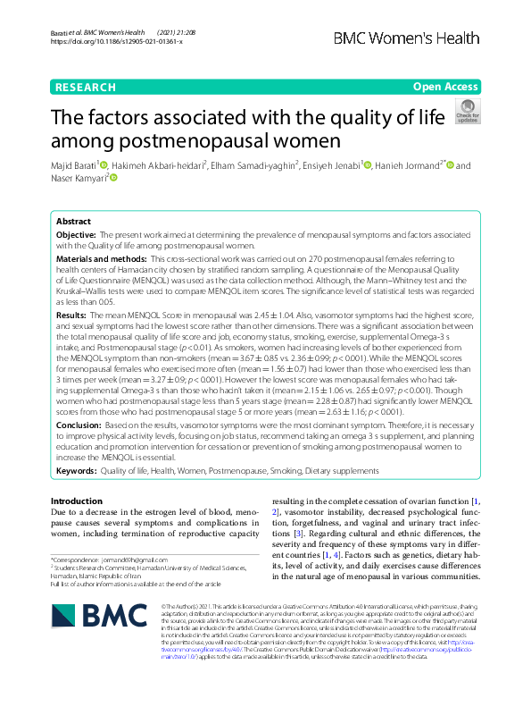 (PDF) The factors associated with the quality of life among ...
