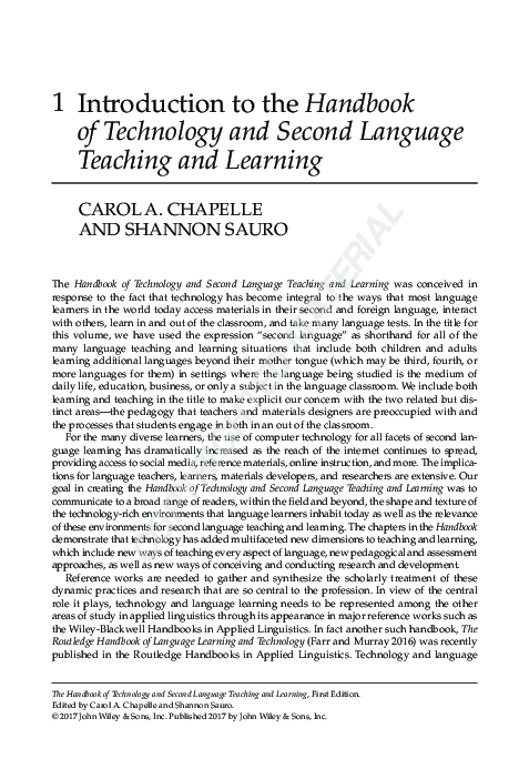 (PDF) Introduction to the Handbook of Technology and Second Language ...