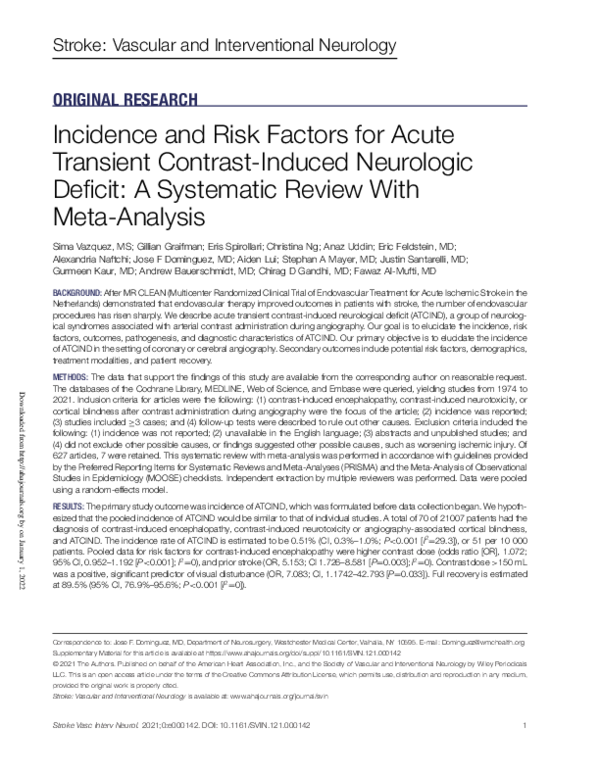 (PDF) Incidence and Risk Factors for Acute Transient Contrast‐Induced ...