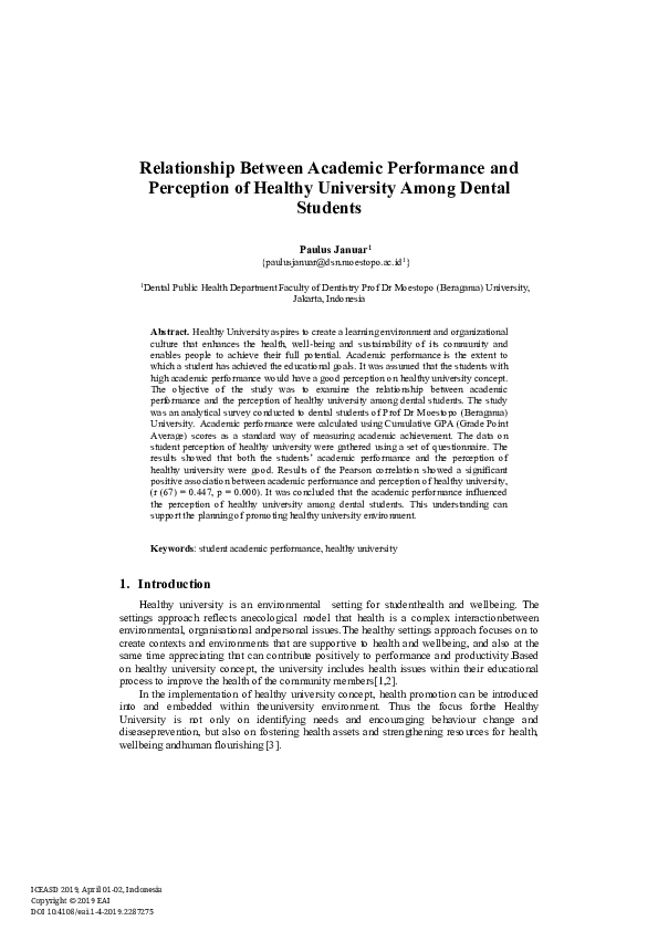 (PDF) Relationship Between Academic Performance and Perception of ...