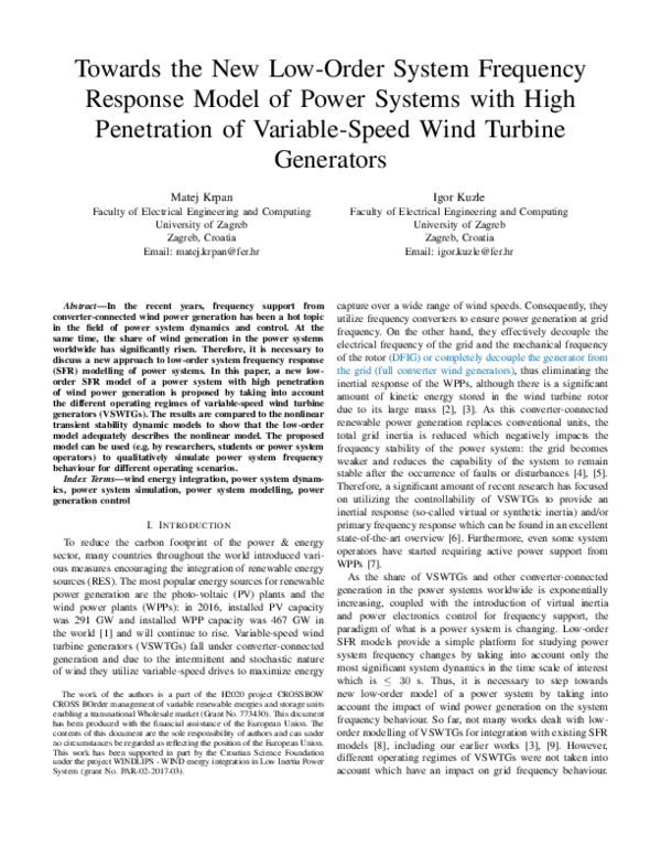 (PDF) Towards the New Low-Order System Frequency Response Model of ...