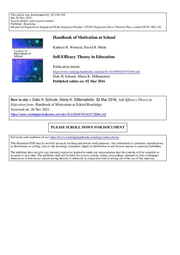 (PDF) Self-Efficacy Theory in Education