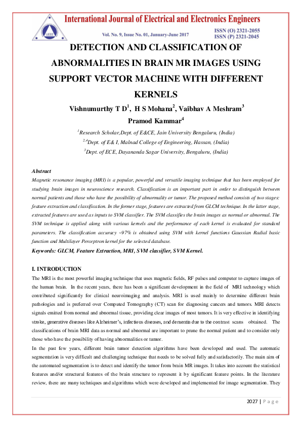 (PDF) Detection and Classification of Abnormalities in Brain MR Images ...