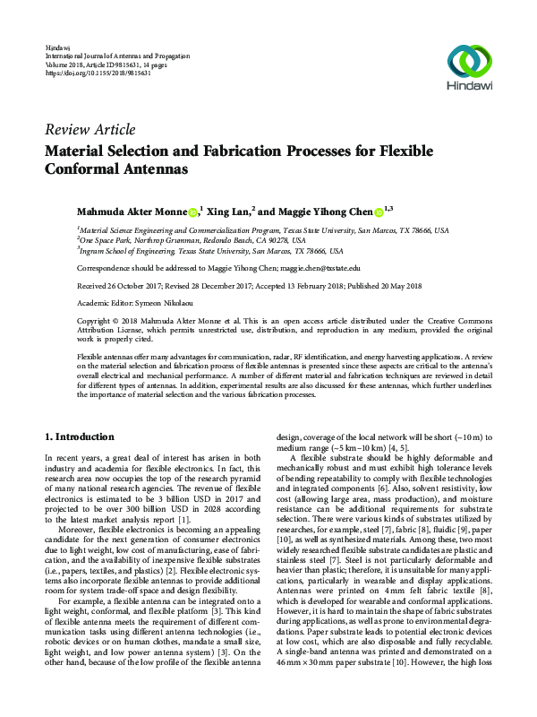 (PDF) Material Selection and Fabrication Processes for Flexible ...