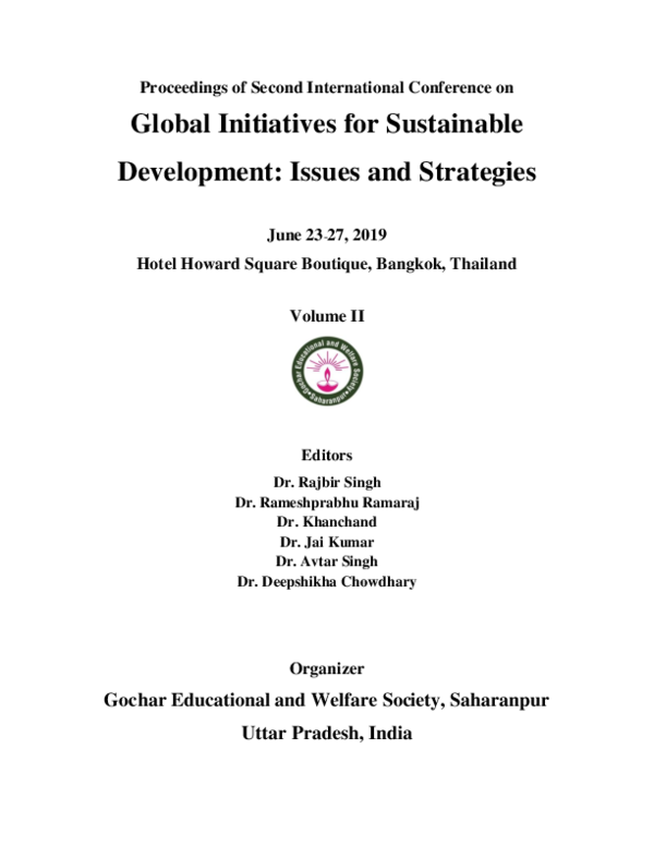 (PDF) Global Initiatives for Sustainable Development: Issues and Strategies