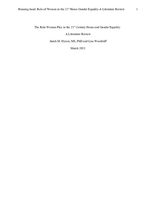 (DOC) The Role Women Play in the 21 st Century Home and Gender Equality ...