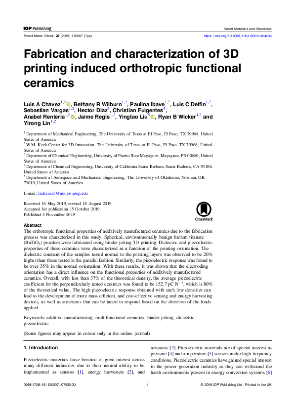 (PDF) Fabrication and characterization of 3D printing induced ...