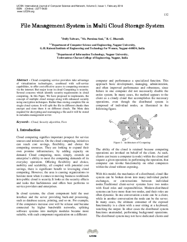 (PDF) File Management System in Multi Cloud Storage System Dolly
