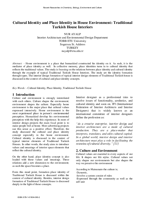 (PDF) Cultural Identity and Place Identity in House Environment ...