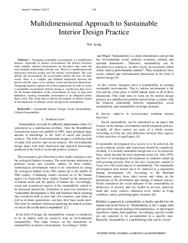 (PDF) Multidimensional Approach to Sustainable Interior Design Practice