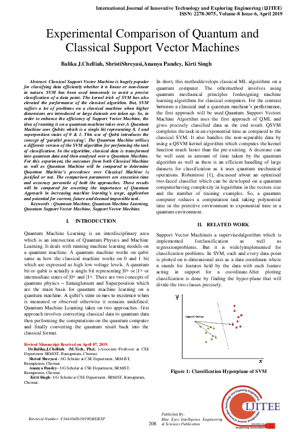 (PDF) Experimental Comparison of Quantum and Classical Support Vector ...