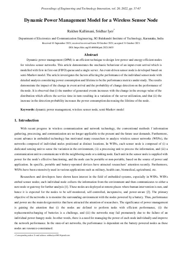 (PDF) Dynamic Power Management Model for a Wireless Sensor Node