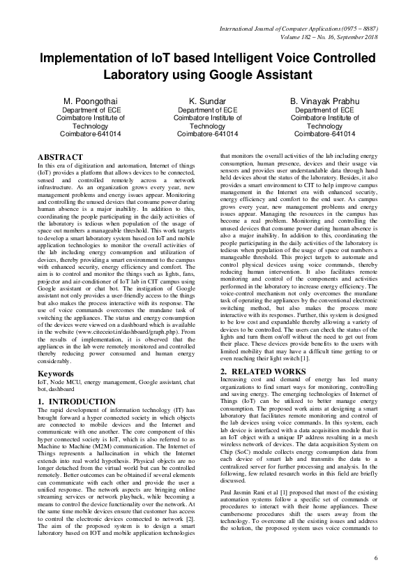 (PDF) Implementation of IoT based Intelligent Voice Controlled ...