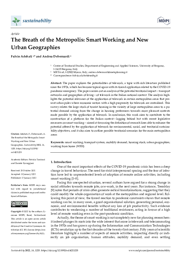 (PDF) The Breath of the Metropolis: Smart Working and New Urban Geographies