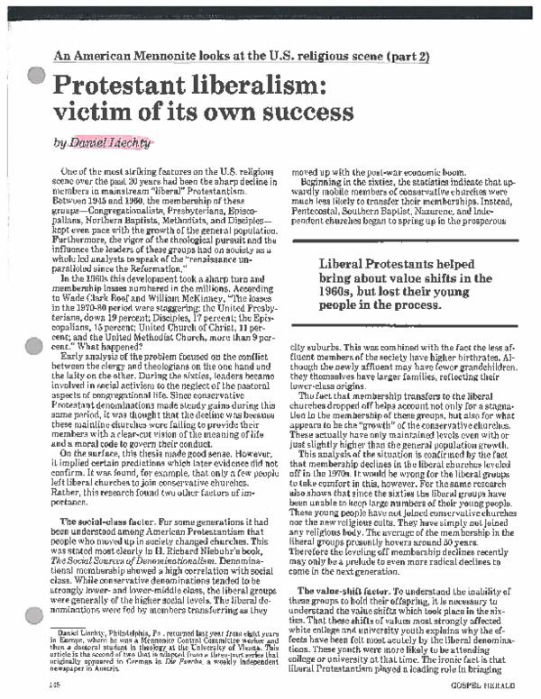 (PDF) Protestant Liberalism, Victim of Success?