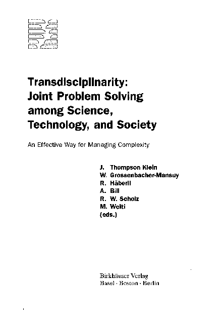 (PDF) Transdisciplinarity: joint problem solving among science ...