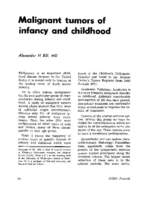(PDF) Malignant tumors of infancy and childhood