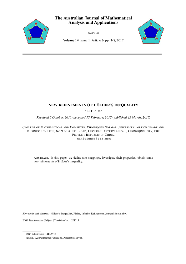 (PDF) The Australian Journal of Mathematical Analysis and Applications