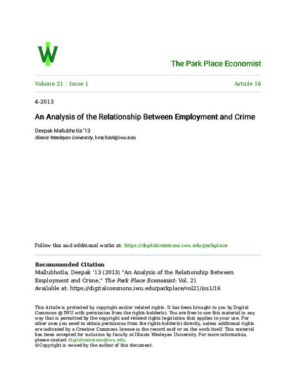 (PDF) An Analysis of the Relationship Between Employment and Crime